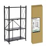 J&V TEXTILES 4-Tier Assembled Foldable Metal Storage Shelving Unit Black - 2 of 4