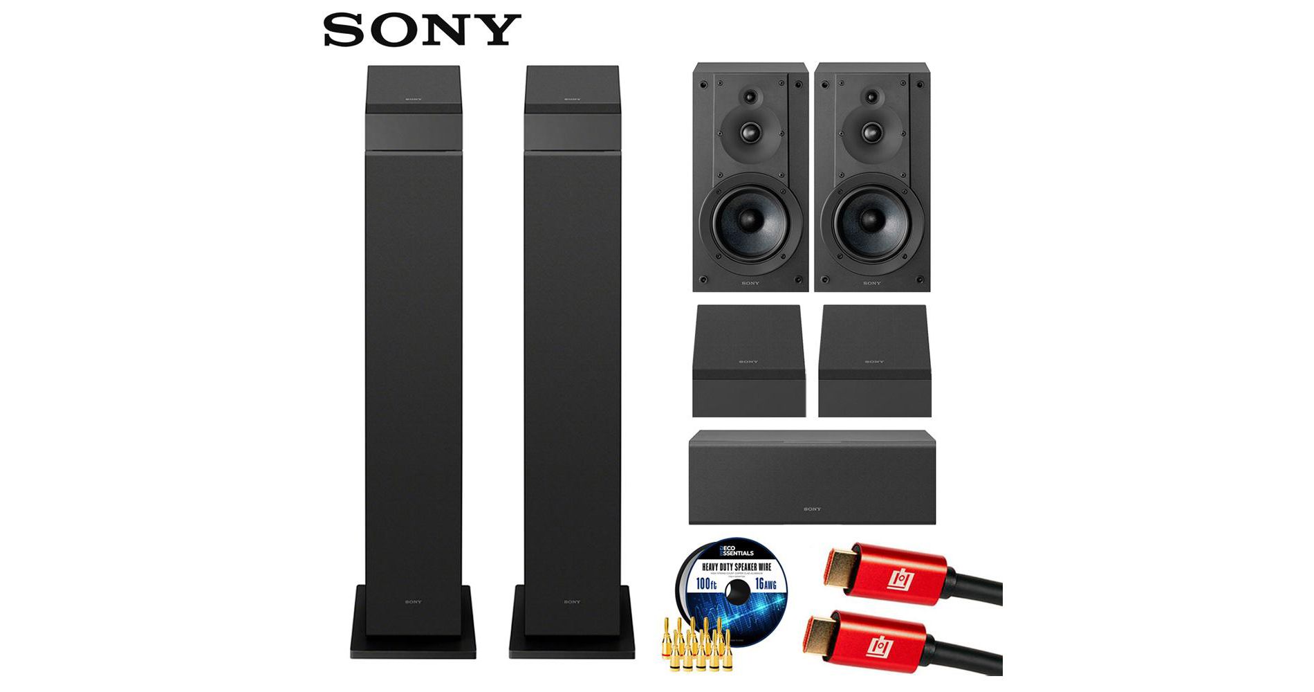 Sony SS-CS3M2 Hi-res Floorstanding Speaker (Pair) with Sound System Bundle