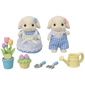 Calico Critters Blossoming Garden Set - Flora Rabbit Sister & Brother, Dollhouse Playset with Figures and Accessories - 1 of 4