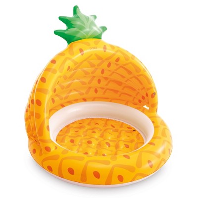 Intex 58414EP 40 Inch Pineapple Design Outdoor 1 to 3 Years Old Baby Toddler Inflatable Swimming Pool with Soft Floor Bottom and Built In Sunshade