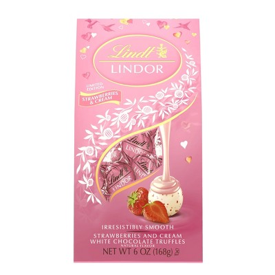 Lindt Lindor Valentine's Strawberries and Cream White Chocolate Truffles - 6oz