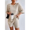 V For City Women's Oversized Ribbed Knit Loungewear Set with Half-Sleeved Top & Shorts Set Pajama Set - 4 of 4