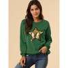 INSPIRE CHIC Women's Sequin Shiny Star Crew Neck Long Sleeve Sweatshirt - 2 of 4