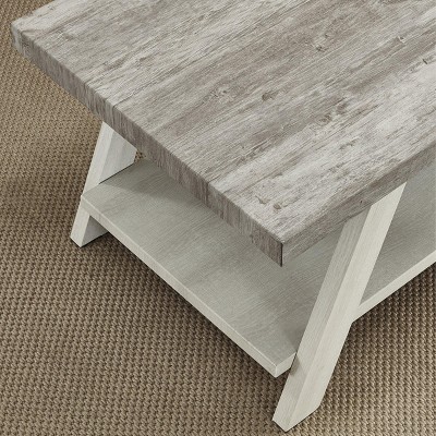Athens 22" Contemporary Two-Tone Wooden End Table in Gray and Beige