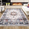 Vintage Washable Rug, Non-Slip Low-Pile Oriental Floral Carpet for Living Room and Bedroom - 4 of 4