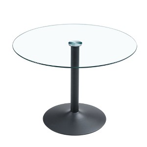 NicBex 42 Inch Round Dining Table with Tempered Glass Tabletop and Metal Base for Living Dining Room,Conference Room,Black - 1 of 4