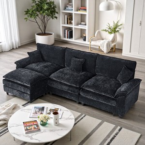 IULULU Sectional Sofa, Chenille Cloud Couch Comfy Upholstered Sofa with Ottoman - 1 of 4