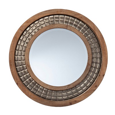 28" x 28" Round Gateno Decorative Wall Mirror Gold - Southern Enterprises