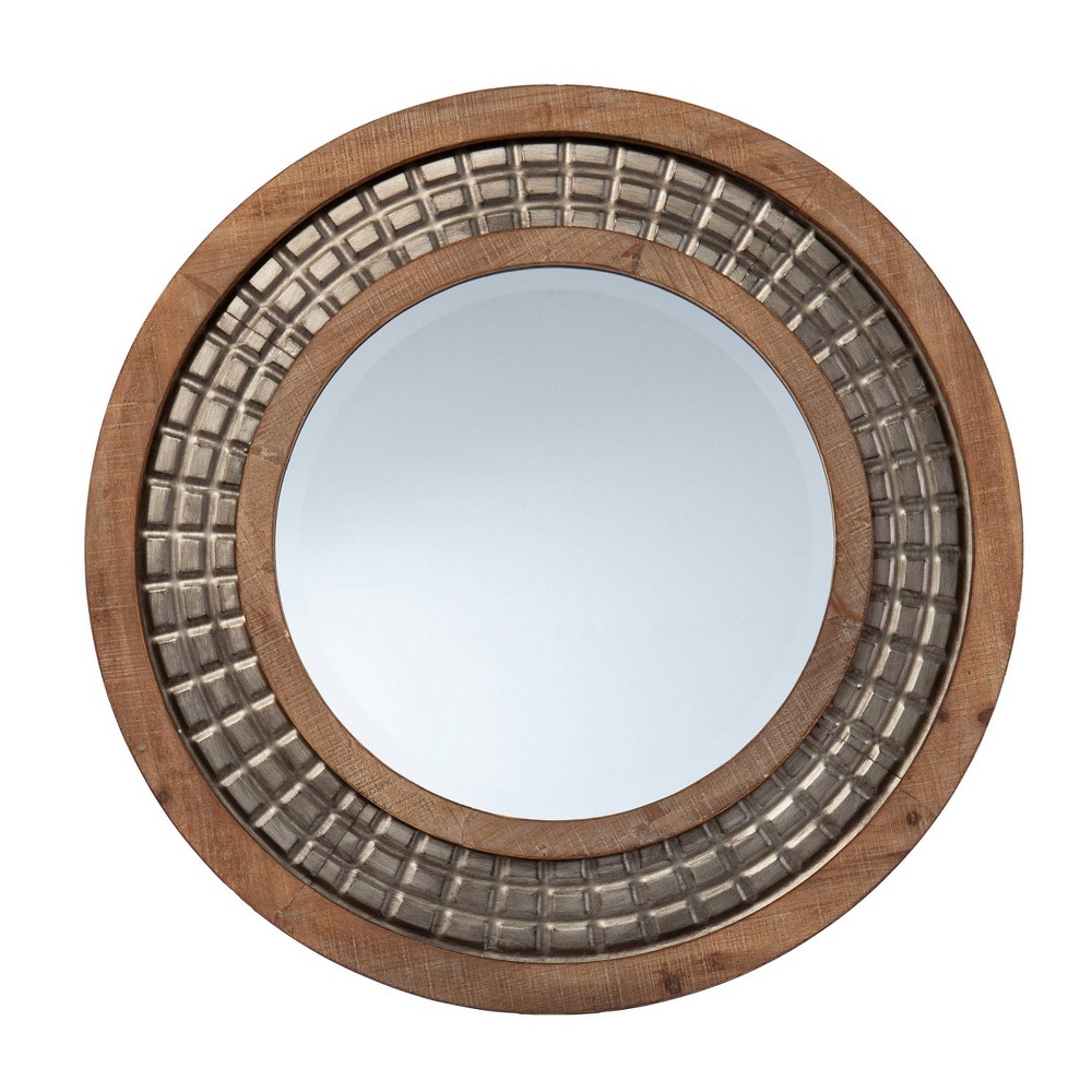 Photos - Wall Mirror 28" x 28" Round Gateno Decorative  Gold - Southern Enterprises