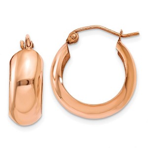Black Bow Jewelry 7mm x 18mm 14k Rose Gold Half Round Open Back Hoop Earrings - 1 of 4
