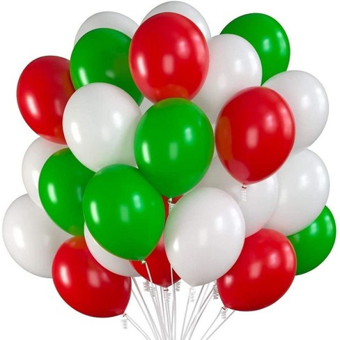 Prextex 12 inch Balloons with Ribbon for Christmas Color Theme Party Decorations-75 Pieces, Multicolored - image 1 of 4