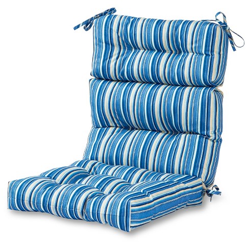Coastal Stripe Outdoor High Back Chair Cushion   Kensington Garden 