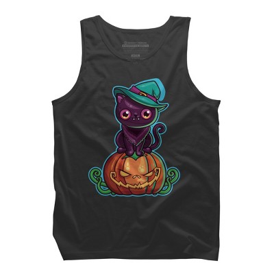 Men's Design By Humans Ferociously Cute Halloween Vampire Witch Kitty Cat By LittleBunnySunshine Tank Top