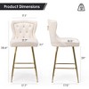 Ridstar Set of 2 Velvet Bar Stool with Metal Legs, Button Tufting & Tassel Trim-Beige - 4 of 4