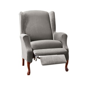 Stretch Pique Wing Recliner Flannel Gray - Sure Fit