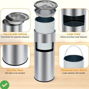 Stainless Steel Trash Can Outdoor Indoor Industrial Garbage Enclosure Commercial Trash Can with Lid - 1 of 4