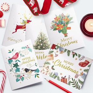 Dessie 30 Unique Gold Foil Christmas Cards with Red Envelopes Gold Sealing Stickers. Short Greetings Inside. - 1 of 4