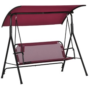 Aghana Digitals 3-Seat Outdoor Swing with Adjustable Tilt Canopy, Steel Frame, Comfortable Bench - 1 of 4