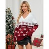 Clearlove Women's Ugly Christmas Sweater V-Neck Snowflake Sweater Long Sleeve Drop-Shoulder Festive Knit Pullover - 4 of 4