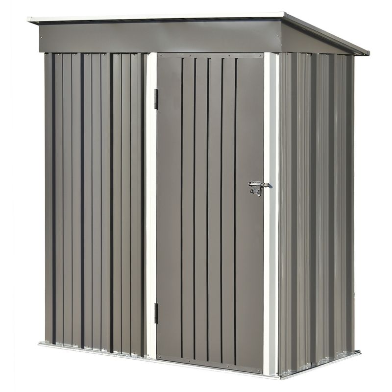 Patio 5ft x 3ft Garden Shed, Metal Lean-to Storage Shed with Lockable Door-ModernLuxe, 4 of 13