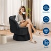 Modern Swivel Barrel Accent Chair, 360 Degree Velvet Upholstered Armchair, Striped Backrest, Comfy Lounge Chair for Living Room Bedroom Reading Nook - 2 of 4
