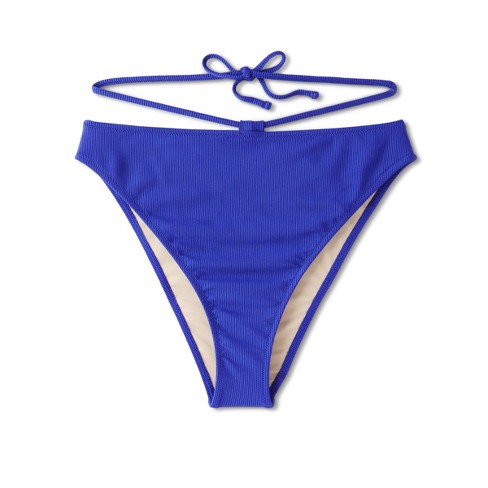 Women's Mid-waist Extra High Leg Extra Cheeky Bikini Bottom - Wild Fable™  Blue Striped Xxs : Target