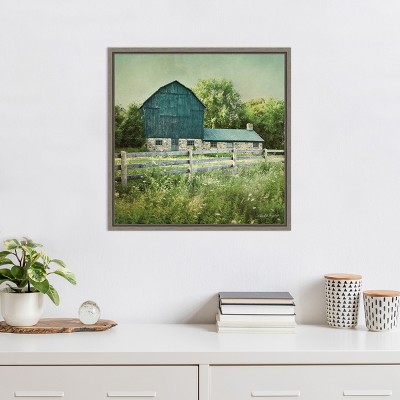 Blissful Country Barn Summer Framed Canvas Wall Art