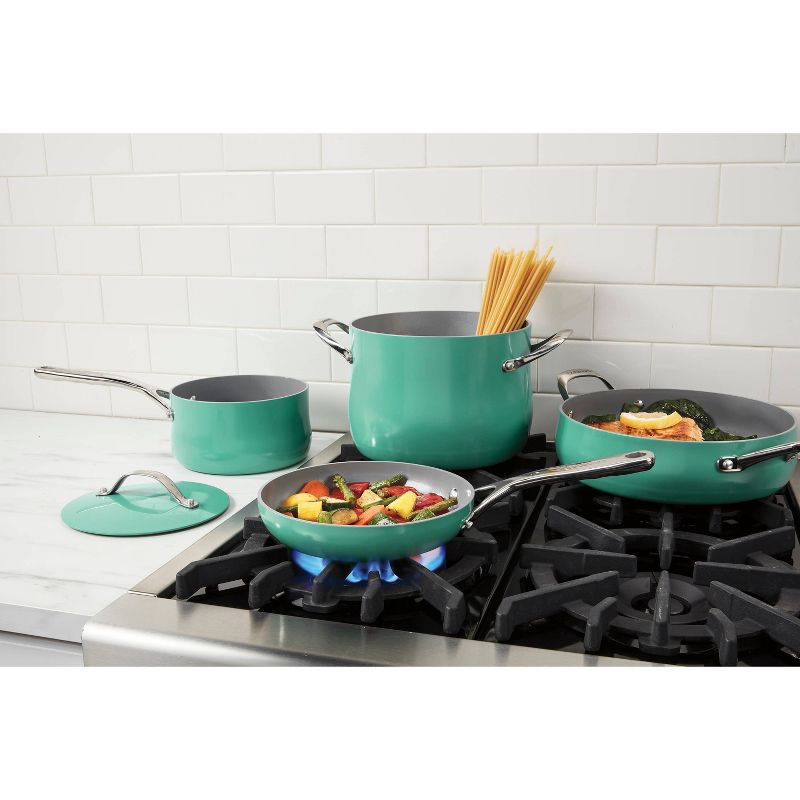 Cuisinart Culinary Collection 12pc Ceramic Cookware Set Teal Green, 2 of 6