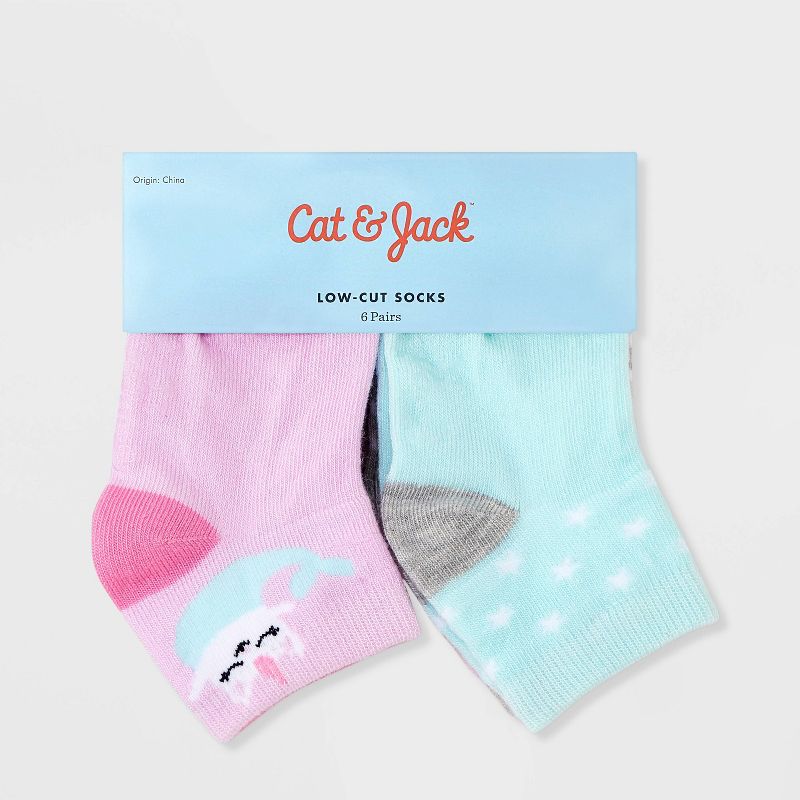 Baby Girls' 6pk Mermaid Striped Low Cut Socks - Cat & Jack™ Pink, 3 of 5