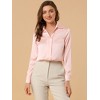 INSPIRE CHIC Women's Elegant V Neck Long Sleeve Office Work Satin Shirt - 3 of 4