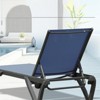 VisioGear 2pcs Outdoor Lounge Chair, Patio Chaise Lounge with 5 Position Adjustable Backrest & Wheels, Navy Blue, 64.41"*53.38"*34.25" - 4 of 4