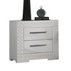 Vynxaria Glam 2-Drawer Nightstand - White High Gloss Finish, Chrome Bar Handle, Engineered Wood/Metal, Wooden Legs, 1pc Bedroom Bedside Furniture - 2 of 4