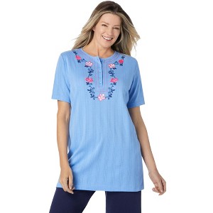 Woman Within Plus Size 7-Day Embroidered Pointelle Tunic - 1 of 4