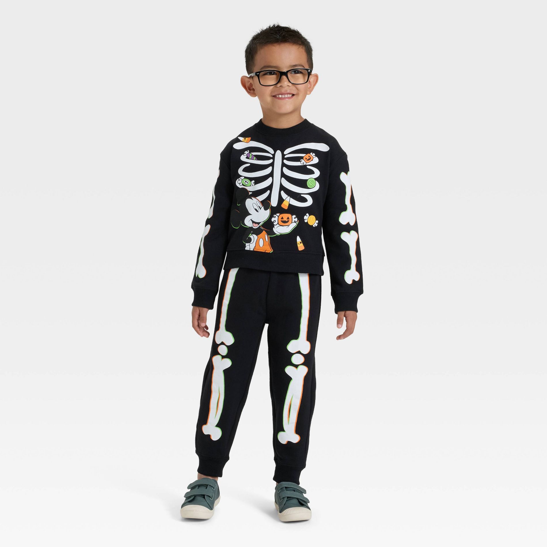 Toddler Boys' Disney Mickey Mouse Halloween Fleece Sweatshirt & Pants Set - Black 12M