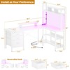 Besiost 60"L Shaped Computer Desk with Hutch, Power Outlets, LED Lights & Storage Drawers - 2 of 2