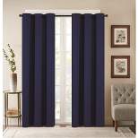38" x 84" Solid Blackout Thermal Grommet Curtain Panels (Set of 2 Black)