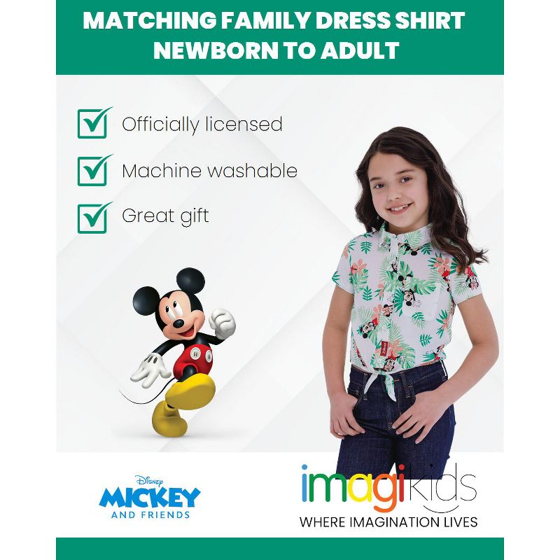 Disney Mickey Mouse Hawaiian Matching Family Hawaiian Button Down Shirt Little Kid to Big, 5 of 8
