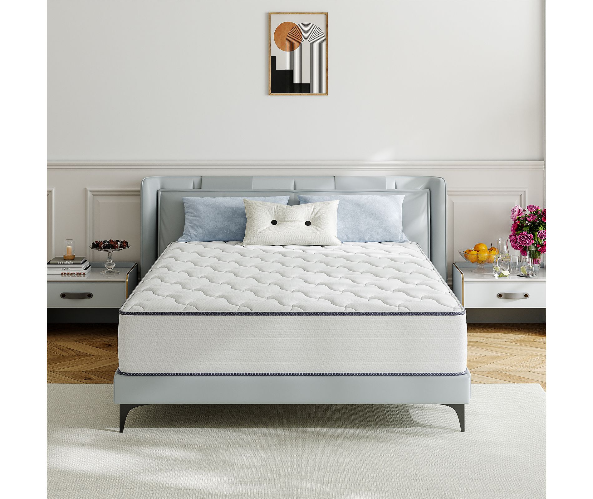 Swedrea Hybrid Mattress Medium Skin Friendly Memory Foam in White, Green, Gray, and Blu