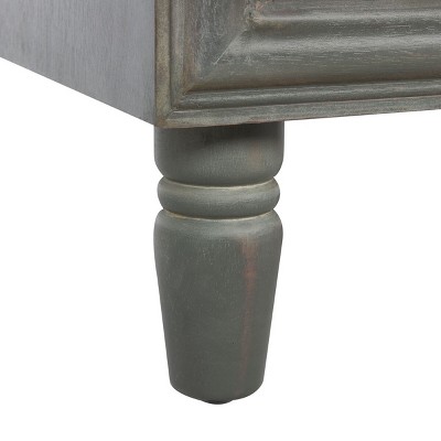 French Grey Elm Wood 2-Drawer Nightstand