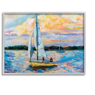 Stupell Industries Vivid Nautical Sailboat Landscape Framed Giclee Art