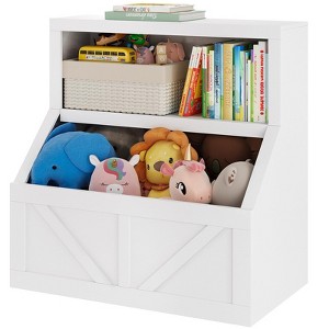 Kids Bookshelf and Toy Storage Organizer, Wooden Toddler Bookcase with Large Cubbies, Storage Cabinet for Playroom, Bedroom, Nursery, Classroom - 1 of 4