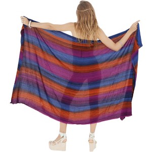 LA LEELA Women's Beach Bikini Swimwear Cover up Wrap Skirt Bathing suit Summer Wraps Sarong Swimsuits for Women One Size Purple, Tie Dye Design - 1 of 4