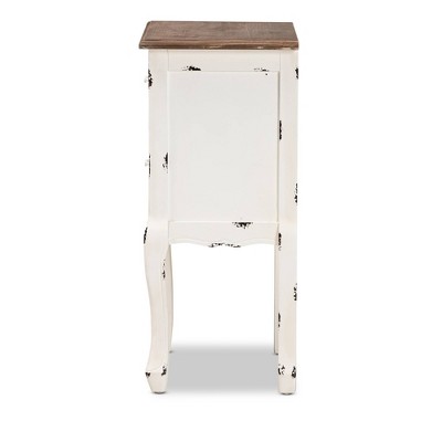 Walnut Brown & Antique White 2-Drawer Mid-Century Nightstand