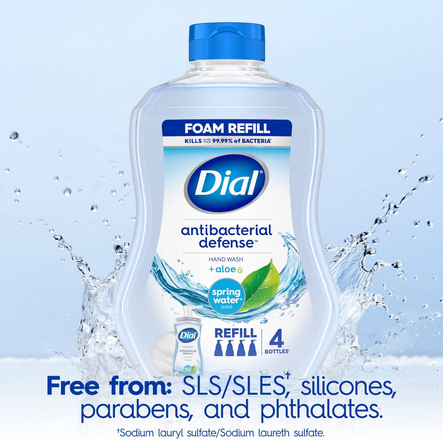Сменный блок пенящегося мыла для рук Dial Antibacterial Defense, Spring Water, 30 fl oz — фото 5
