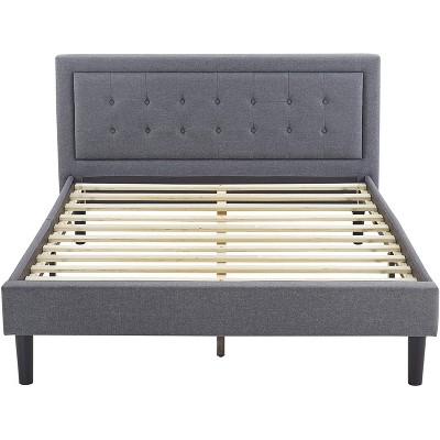 Classic Brands Mornington Modern Contemporary Tufted Upholstered Platform Bed with Headboard, Wood Frame, and Wood Slat Support, King, Light Grey