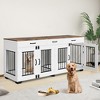 71" White Extra Large Dog Crate Furniture – Indoor Wood Double Cage with Storage Drawers & Divider, Furniture-Style for Living Room - 3 of 4