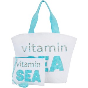 Mina Victory Handbag Vitamin Sea Beach Tote Bag 22" x 15" x 6" White Indoor - 1 of 4