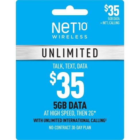 Net10 Unlimited 30-Day Talk/Text/Data Prepaid Card (Email Delivery)