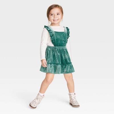 Toddler Girls' Velour Long Sleeve Top & Skirtall Set - Cat & Jack™ Green