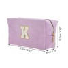 Unique Bargains Corduroy Rectangular Letter Makeup Bag Pink Purple 1 Pc - 2 of 4